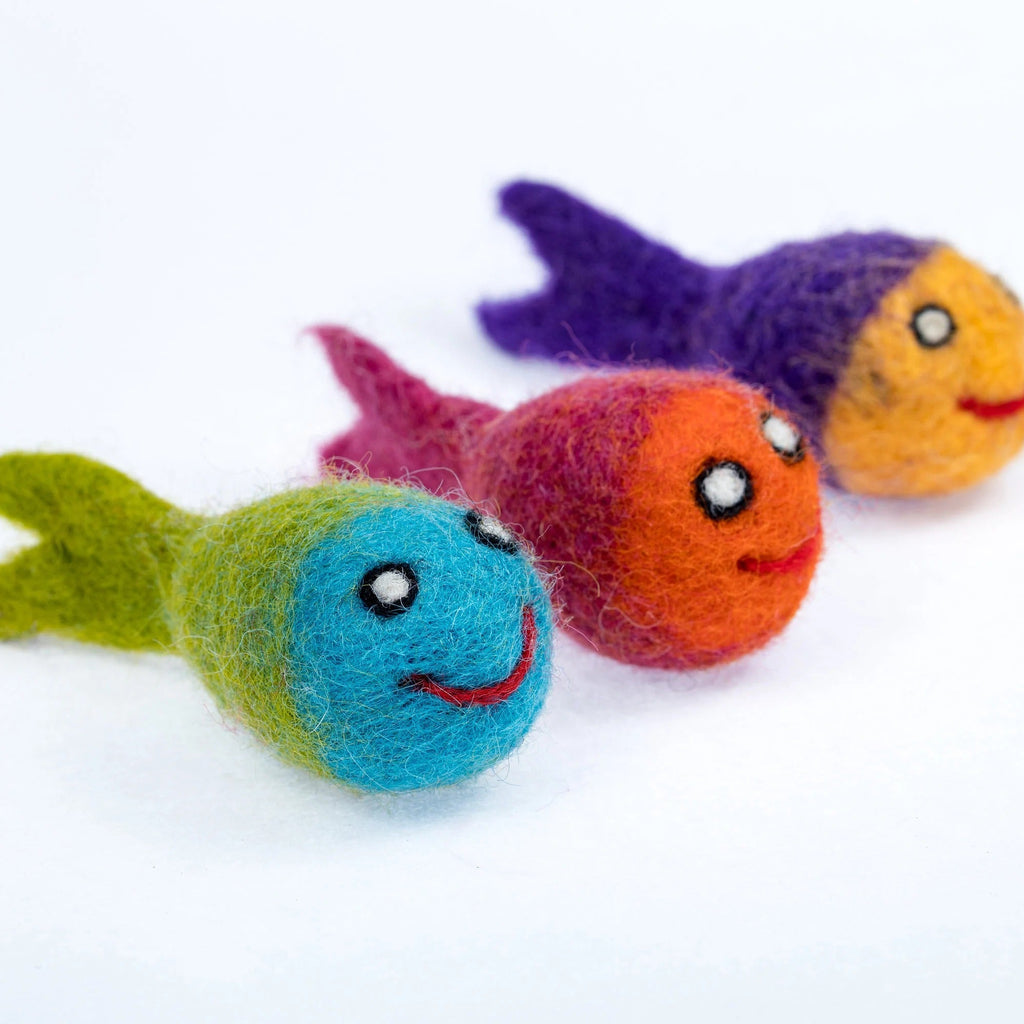 Colorful Felt Fish Cat Toy Handmade Wool Doll