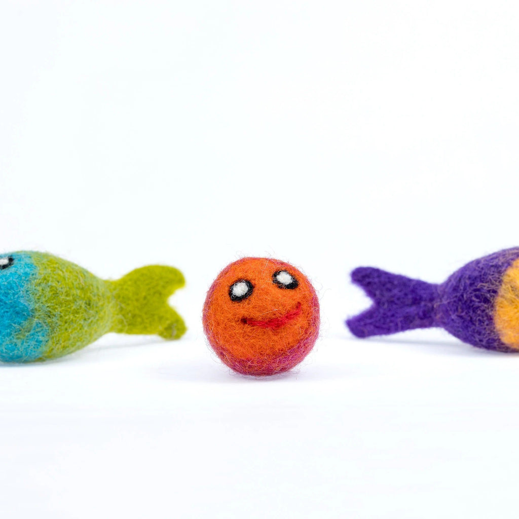 Colorful Felt Fish Cat Toy Handmade Wool Doll