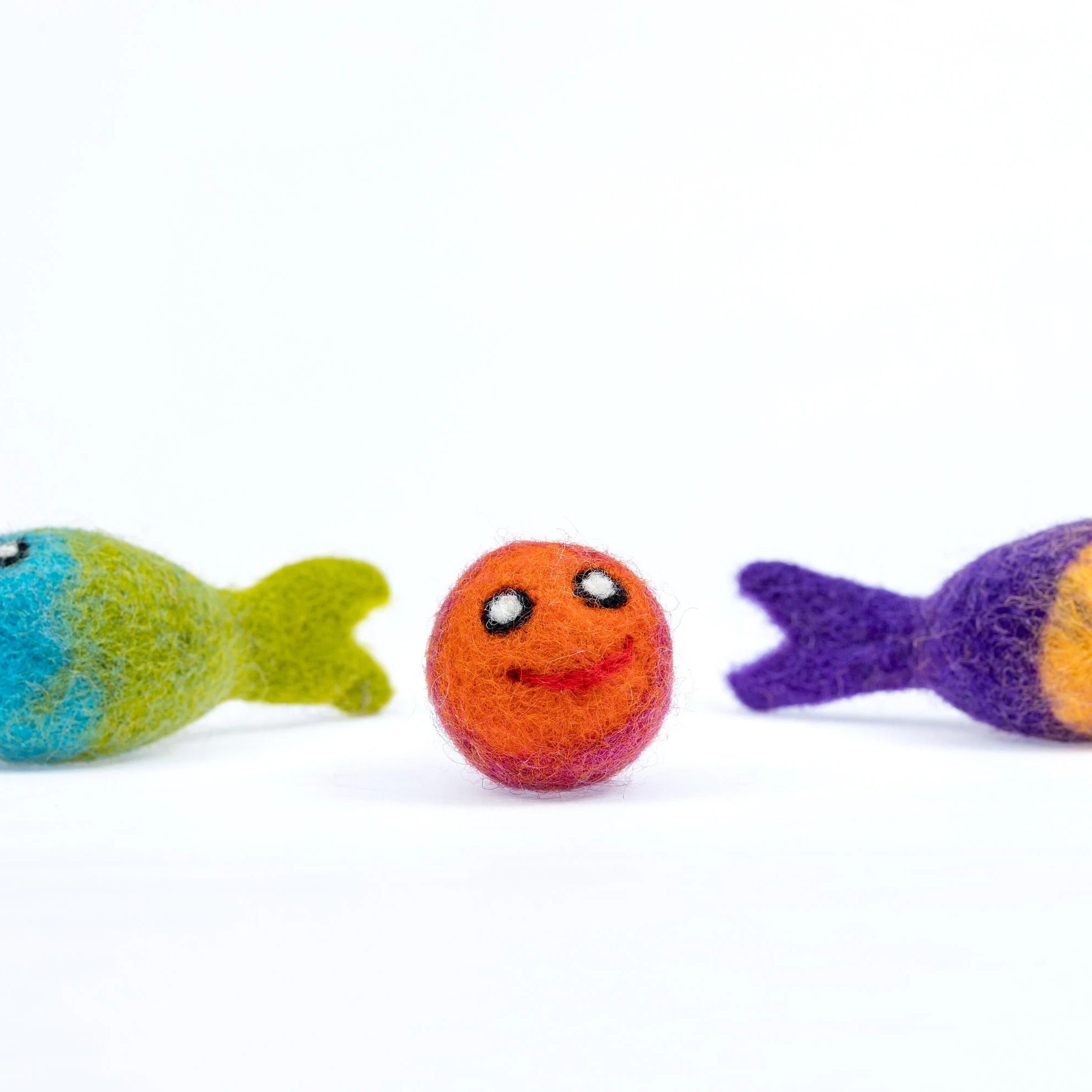 Colorful Felt Fish Cat Toy Handmade Wool Doll