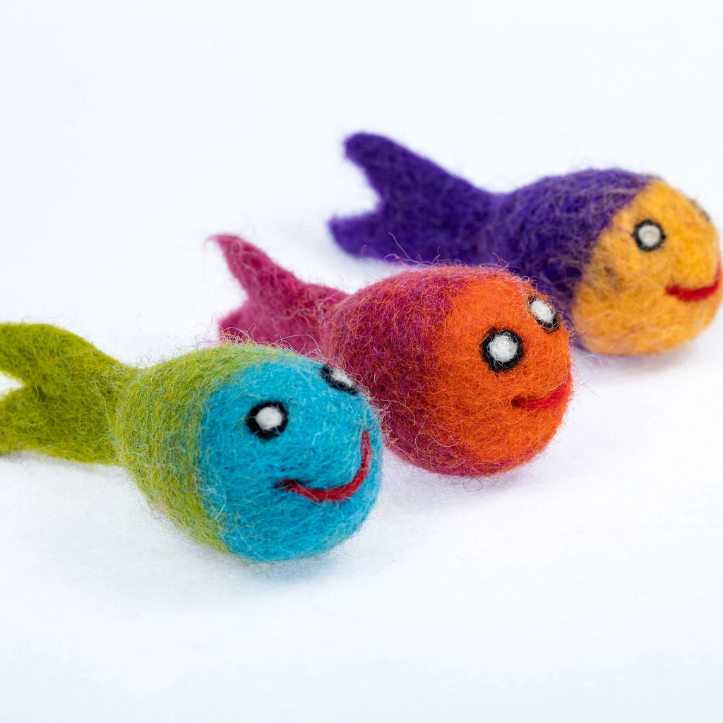 Colorful Felt Fish Cat Toy Handmade Wool Doll
