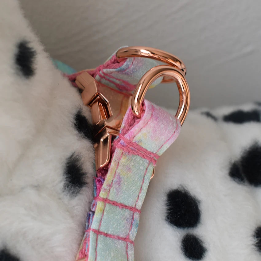 Elegant Pink Dog Harness - Hot Stamping Design with Quick Release