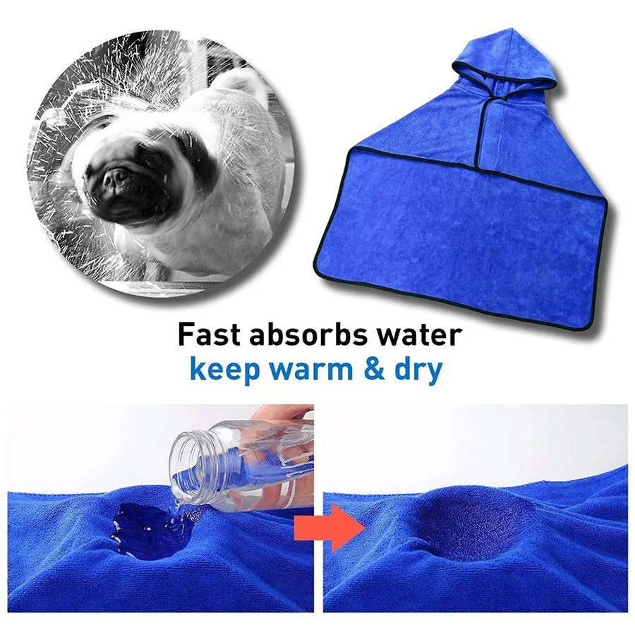 Quick-Dry Pet Bathrobe with Hood