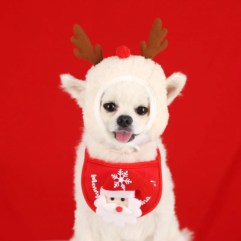 Christmas Party Accessories for Dogs - Stylish Scarf and Hat Set