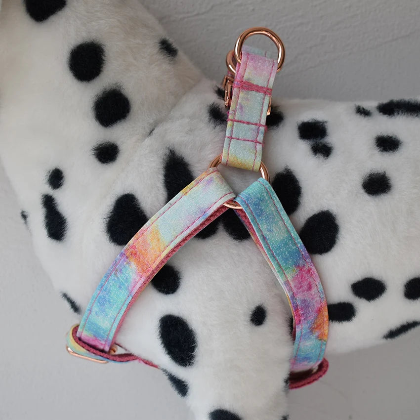 Elegant Pink Dog Harness - Hot Stamping Design with Quick Release