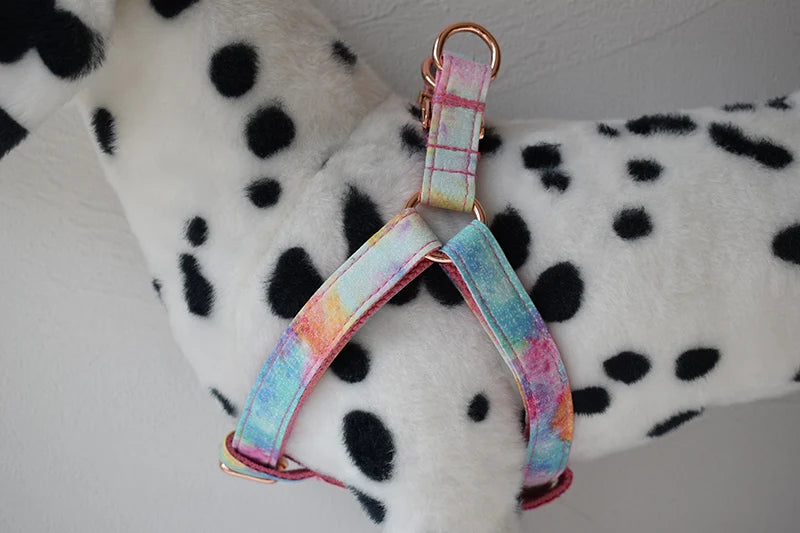 Elegant Pink Dog Harness - Hot Stamping Design with Quick Release