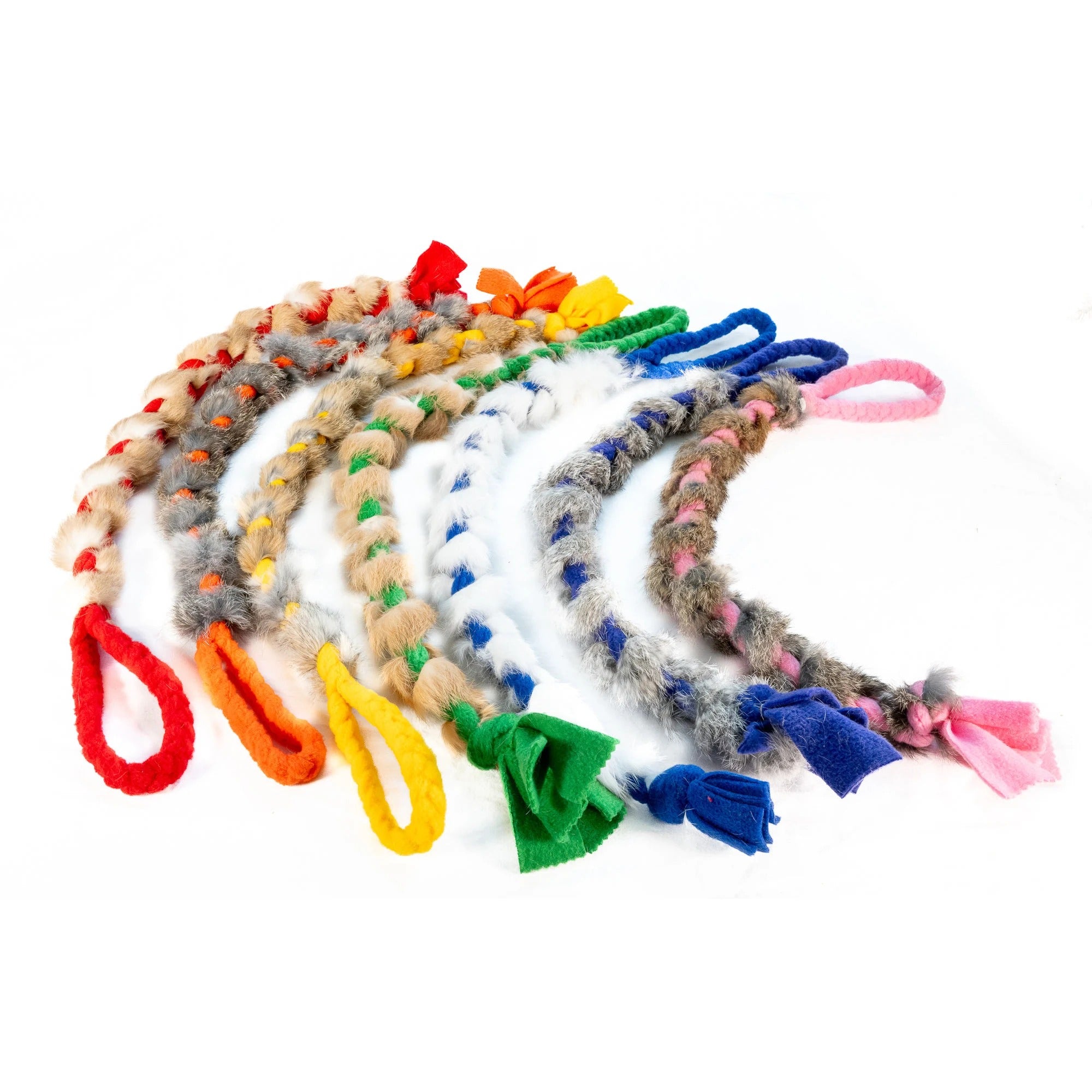 Natural Wool and Rabbit Fur Braided Pet Leash