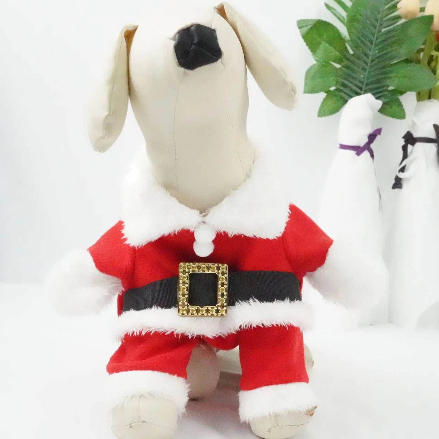 Pet Funny Christmas Clothes Xmas Clothing Warm Fleece Coat Puppy Dog Fashion Clothes Santa Claus Standing Costume New