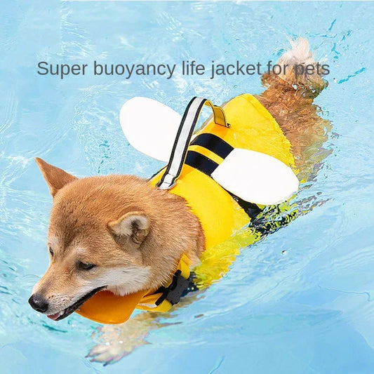 Summer Animal Shaped Bee Dog Life Jacket, Medium-sized Small Dog Universal Dog Swimsuit, Pet Buoyancy Jacket