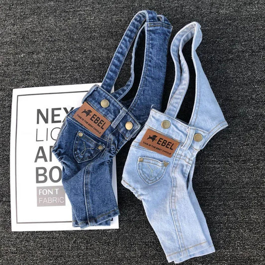 Trendy Denim Dog Jumpsuit for Small & Medium Breeds