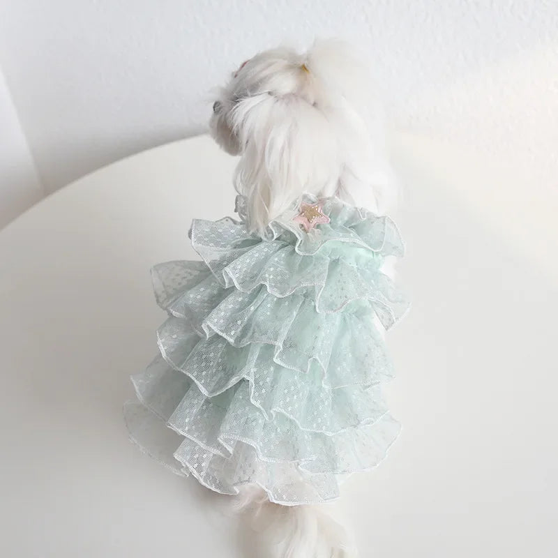 Cat Spring/summer Dress Full of Star Wedding Sweet Dog Pet Dress Cat Dress