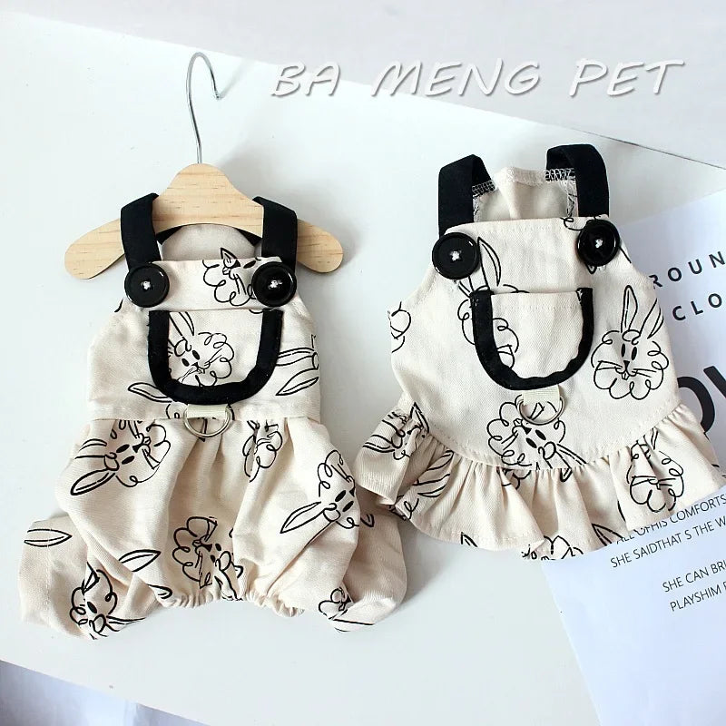 Instagram Pet Dog Overalls Teddy Bear Trend Casual Rabbit Halter Thin Summer Puppy Couple Dress