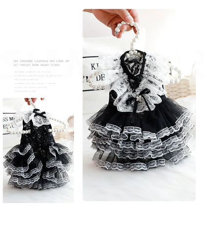 dog Lolita Princess Dress Small Dog Pet cute Clothing Skirt Dogs Clothes Cat Print Thin Summer White Dogs Clothing Chihuahua