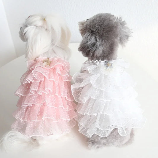 Cat Spring/summer Dress Full of Star Wedding Sweet Dog Pet Dress Cat Dress