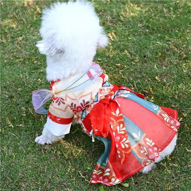 Pet Hanfu Small Dog Summer Dress Thin Teddy Than Bear Pomeranian Dog Clothes Cat Clothes Rabbit Clothes Ancient Style