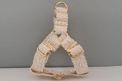 Elegant White Lace Dog Harness - Perfect for Pet Weddings and Special Occasions