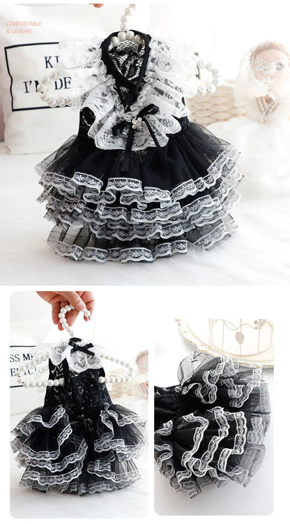 dog Lolita Princess Dress Small Dog Pet cute Clothing Skirt Dogs Clothes Cat Print Thin Summer White Dogs Clothing Chihuahua