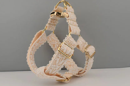 Elegant White Lace Dog Harness - Perfect for Pet Weddings and Special Occasions