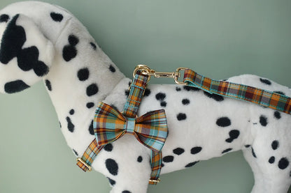 "Comfortable Nylon Dog Harness - Grid Print with Quick Release for All Breeds