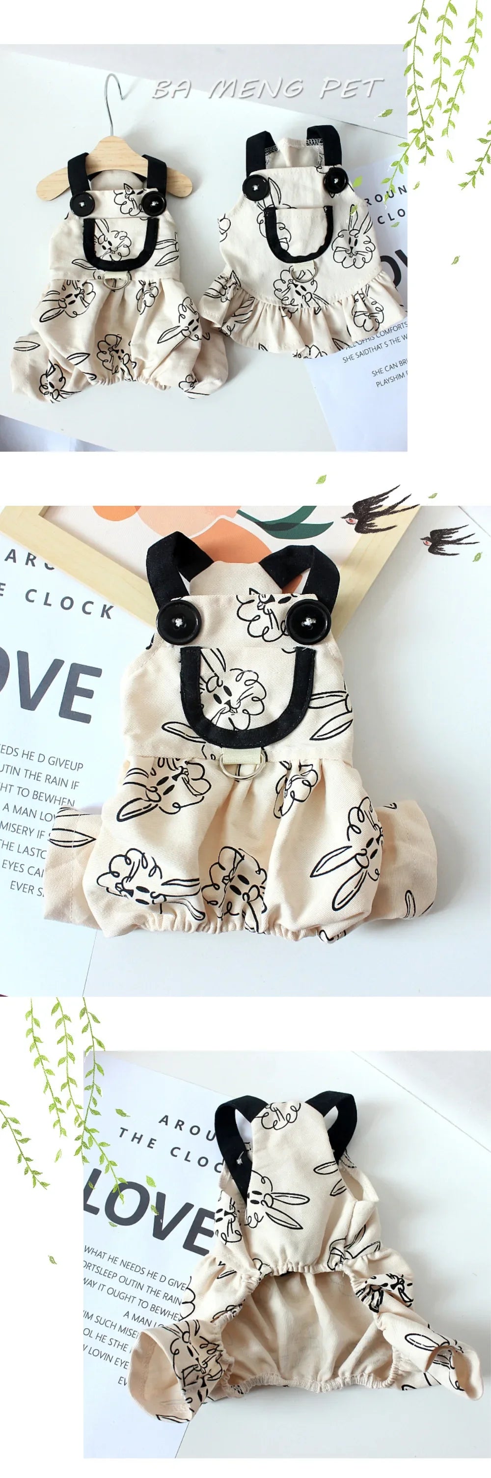 Instagram Pet Dog Overalls Teddy Bear Trend Casual Rabbit Halter Thin Summer Puppy Couple Dress