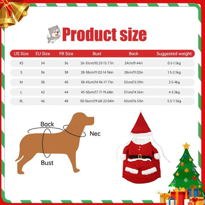 Pet Funny Christmas Clothes Xmas Clothing Warm Fleece Coat Puppy Dog Fashion Clothes Santa Claus Standing Costume New