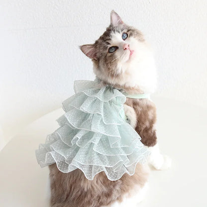 Cat Spring/summer Dress Full of Star Wedding Sweet Dog Pet Dress Cat Dress