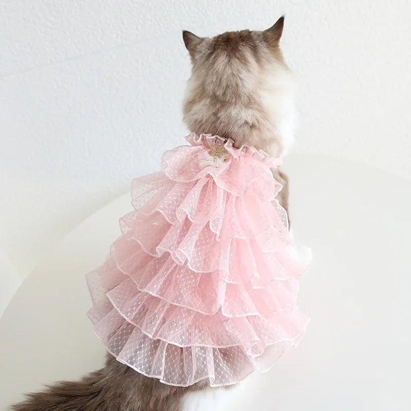 Cat Spring/summer Dress Full of Star Wedding Sweet Dog Pet Dress Cat Dress