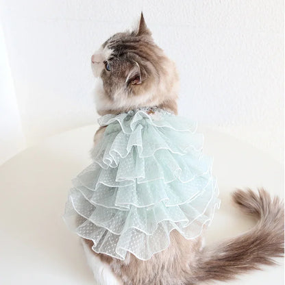 Cat Spring/summer Dress Full of Star Wedding Sweet Dog Pet Dress Cat Dress