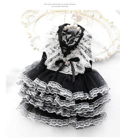 dog Lolita Princess Dress Small Dog Pet cute Clothing Skirt Dogs Clothes Cat Print Thin Summer White Dogs Clothing Chihuahua