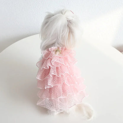 Cat Spring/summer Dress Full of Star Wedding Sweet Dog Pet Dress Cat Dress