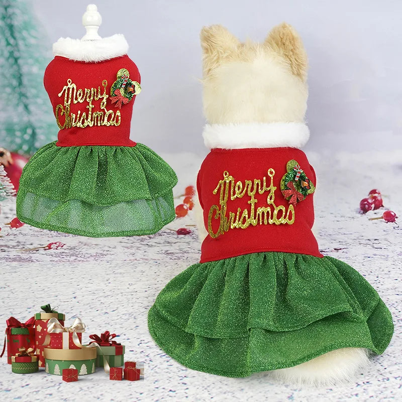 Christmas Dog Dresses For Small Dogs Clothes Summer Christmas Cosplay Cat Pet Dog Dress Fancy Princess Puppy winter xmas Dress