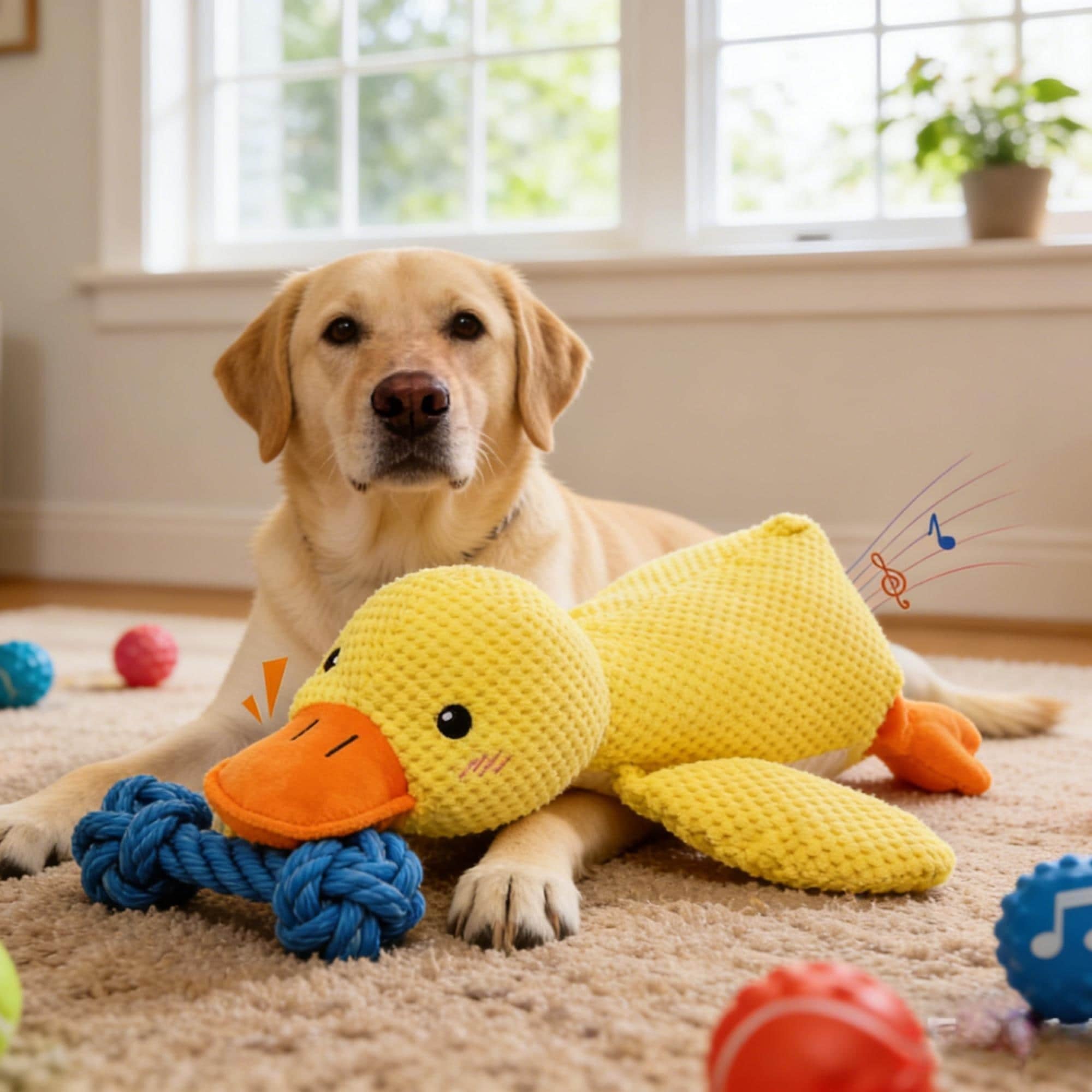 Yellow Duck Shaped Pet Toy